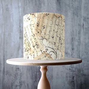 Music Sheets Edible Cake Topper – Classic Pattern Design Wrap - ICING or WAFER