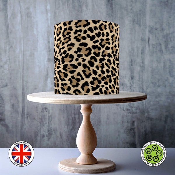 Cheetah Animal Skin Pattern wrap around edible cake topper, ICING sheet, WAFER card, Cake Wrap, Edible Prints