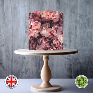Enveloppement floral de fleurs roses roses autour de gâteau comestible, feuille de glaçage, carte gaufrette, emballage de gâteau, impressions comestibles