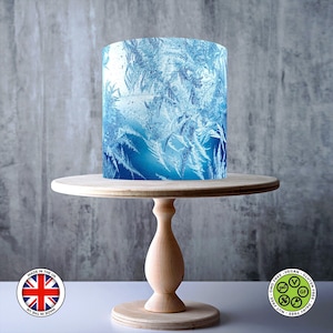 Motif de glace glacée d'hiver givré enveloppant une décoration de gâteau comestible, feuille de glaçage, carte gaufrette, emballage de gâteau, impressions comestibles