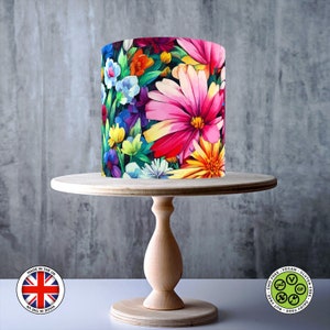Aquarel bloemenschilderij wrap rond eetbare taart topper, ICING vel, WAFER kaart, Cake Wrap, Eetbare Prints