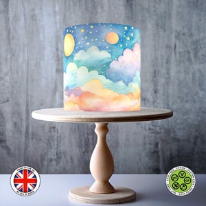 Pastell Mond & Sterne Regenbogen wickeln essbare Cake Topper, Zuckerguss Blatt, WAFER Karte, Cake Wrap, essbare Drucke