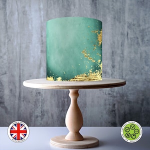 Verde con effetto oro avvolgente topper per torta commestibile, foglio di glassa, carta WAFER, involucro per torta, stampe commestibili