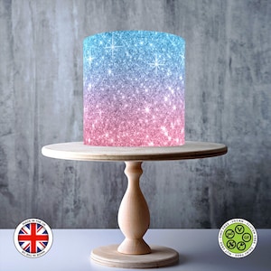 Topper per torta commestibile con effetto glitter rosa blu, senza soluzione di continuità, foglio di GLASSA, carta WAFER, involucro per torta, stampe commestibili