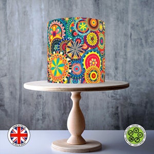 Motif abstrait coloré enveloppant le dessus de gâteau comestible, feuille de glaçage, carte de gaufrette, emballage de gâteau, impressions comestibles
