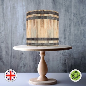 Motif sans couture de tonneau de vin de whisky en bois rustique clair enveloppant autour de la décoration comestible, feuille de glaçage, carte de gaufrette, emballage de gâteau, impressions comestibles
