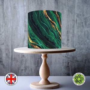 Sacramentogroen met goudeffect marmerpatroon wikkel rond eetbare taarttopper, glazuurvel, WAFER-kaart, taartomslag, eetbare prints