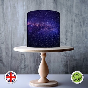 Galaxy Universe Space wrap rond eetbare taarttopper, ICING-blad, WAFER-kaart, Cake Wrap, Eetbare prints