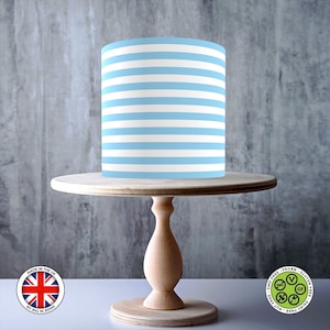 Motif sans couture rayures bleu bébé enveloppant une décoration de gâteau comestible, feuille de glaçage, carte gaufrette, emballage de gâteau, impressions comestibles