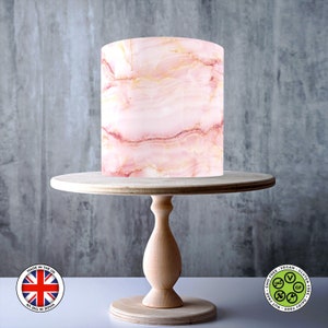Decorazione per torta commestibile con motivo marmo rosa chiaro, foglio di GLASSA, carta WAFER, involucro per torta, stampe commestibili