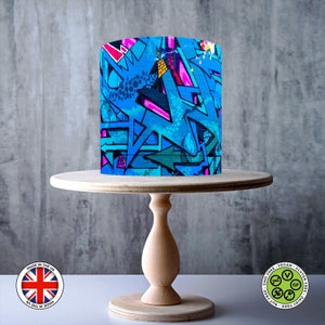 Art mural graffiti enveloppant pour gâteau comestible, feuille de glaçage, carte WAFER, emballage de gâteau, impressions comestibles