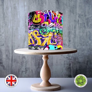 Graffiti muurkunst wrap around eetbare taarttopper, glazuurvel, WAFER-kaart, taartomslag, eetbare prints