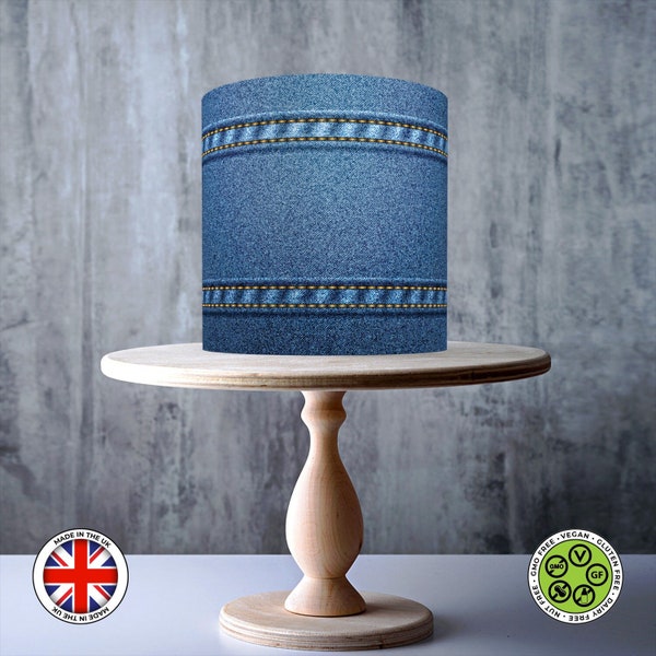 Denim seamless wrap around jeans, cloth, fabric, material, textile edible cake topper, ICING sheet, WAFER card, Cake Wrap, Edible Prints