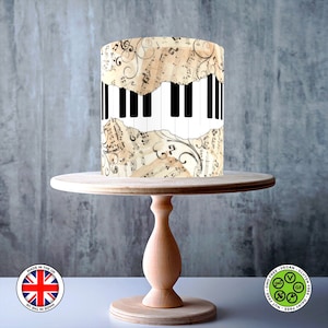 Breuklijn Piano toetsenbord Muziekbladen wikkel rond eetbare taart topper, ICING blad, WAFER kaart, Cake Wrap, Eetbare Prints