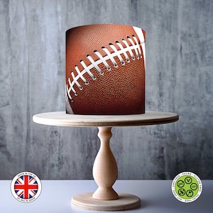 Motif football américain, points blancs, texture en cuir enroulée autour d'un gâteau comestible, feuille de glaçage, carte gaufrette, emballage de gâteau, impressions comestibles