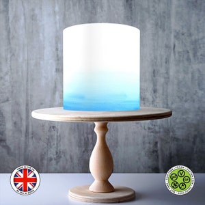 Motif ombré bleu blanc enveloppant pour gâteau comestible, feuille de glaçage, carte WAFER, emballage de gâteau, impressions comestibles