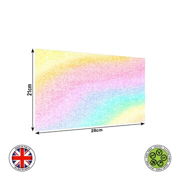 Rainbow Unicorn Glitter effect wrap around edible cake topper, ICING sheet, WAFER card, Cake Wrap, Edible Prints