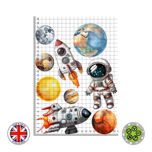 Astronaut, Planeten, Sonnensystem, Raumschiff, Erde, Mars, Rakete essbarer Kuchendeckel, Zuckerguss Blatt, WAFER Karte, essbare Drucke