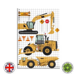 Excavatrice réaliste, Bulldozer, Camion à benne basculante, Construction, Décoration de gâteau comestible pour jeu de chantier, Feuille de glaçage, Carte de gaufrette, Impressions comestibles