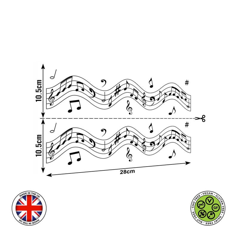 Treble Clef Note Page Musical Notes Edible Cake Ribbon – Wavy Staff Treble Clef Border Wrap ...