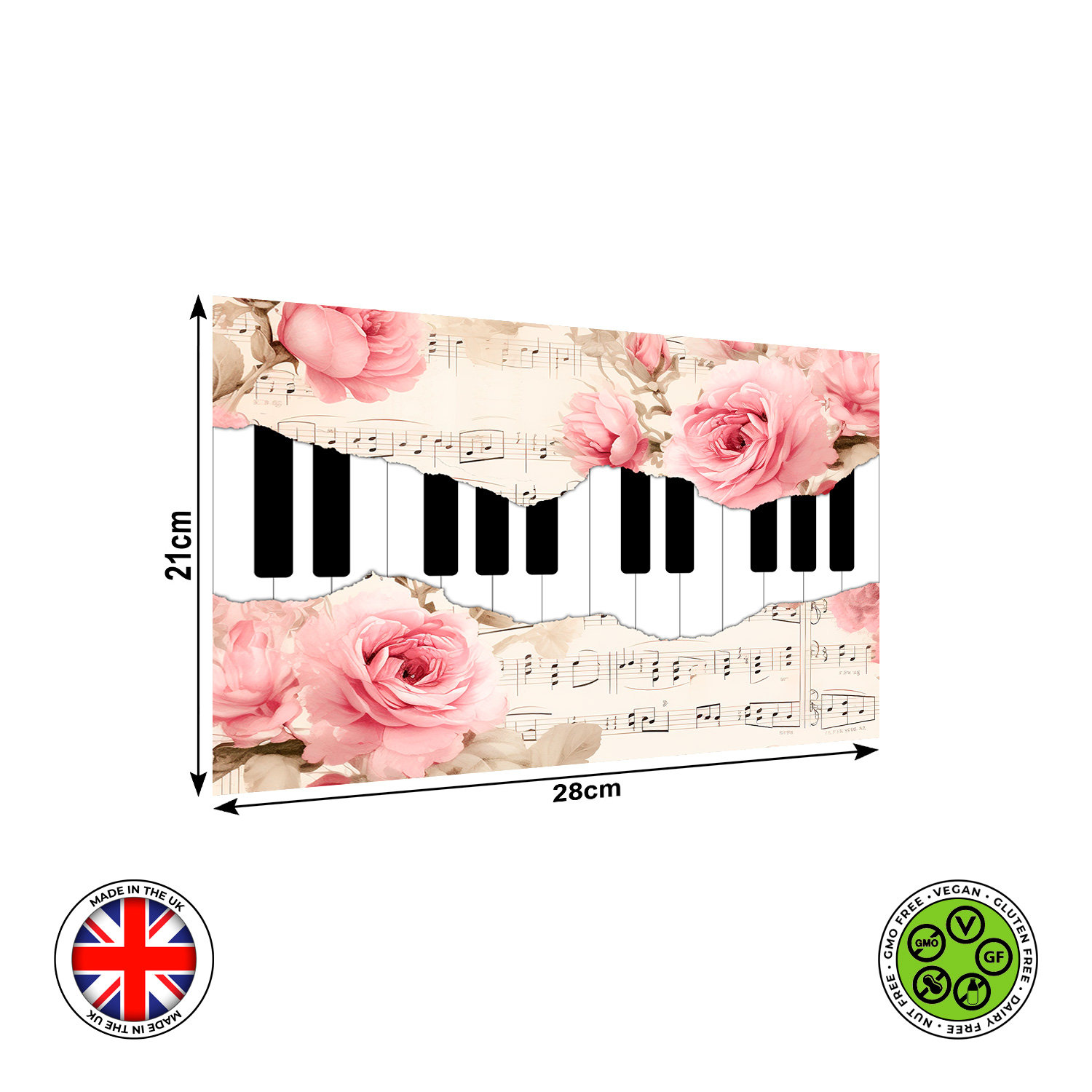 Piano Keyboard Floral Edible Cake Topper – Fault Line Musical Wrap ...