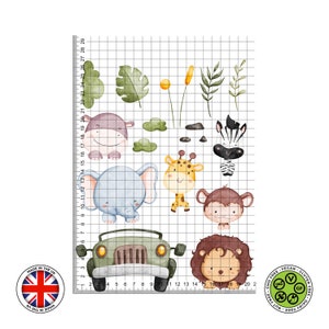 Décoration de gâteau comestible mignon animaux de safari jungle aquarelle, feuille de glaçage, carte gaufrette, impressions comestibles