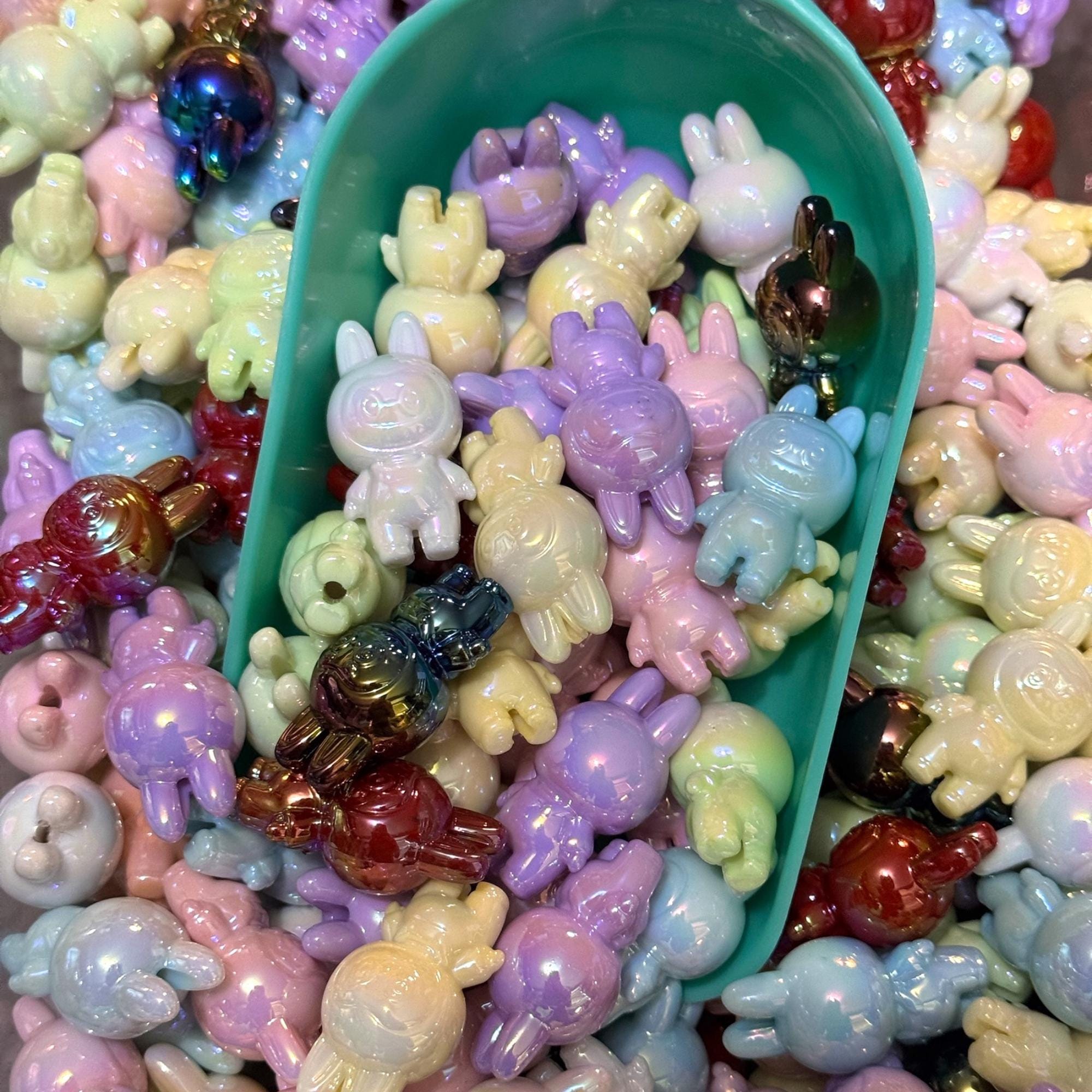 LABUBU Monster Acrylic Beads: UV Coated DIY Jewelry Making (34x17mm)