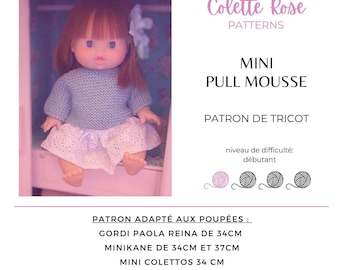 tuto pdf mini pull mousse pour poupée Minikane 34 et 37cm, Gordi 34cm de Paola Reina et Mini Colettos 34cm