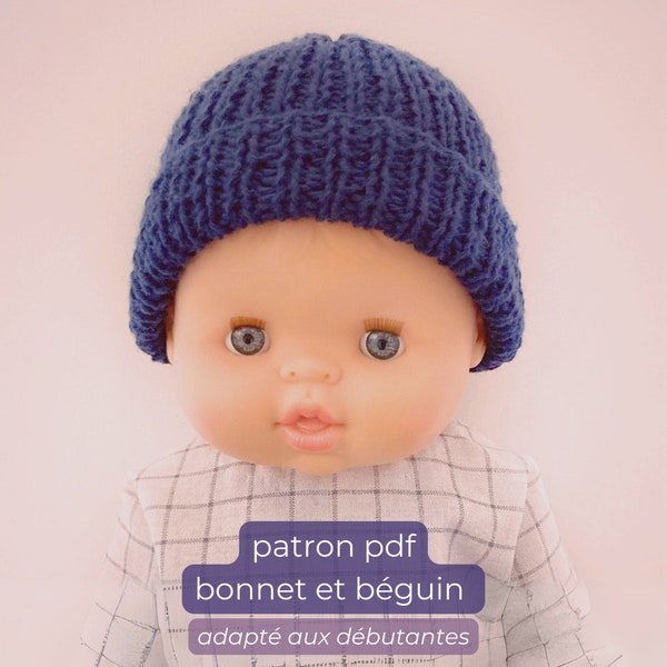 tuto pdf du mini beanie -bonnet et béguin- pour poupée Gordi et Minikane 34 cm, Corolle 36 cm, Miniland 38 cm