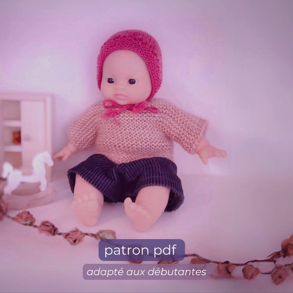 tuto tricot -mini pull mousse- poupée Minikane Babies 28 cm, Corolle 30 cm et Miniland 32 cm - pull poupée et poupon