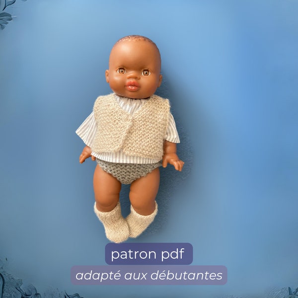 Tuto tricot -mini gilet de berger- poupée et poupon Minikane 34 et 37 cm, Corolle 36 cm, Miniland 38 cm, Gordi de Paola Reina 34 cm