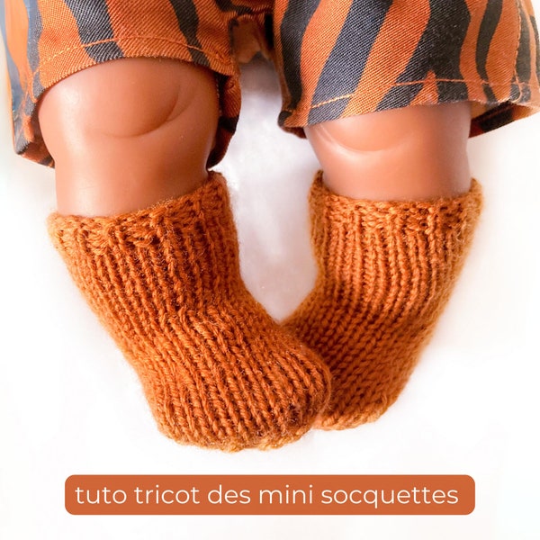 tuto tricot des mini socquettes -chaussettes pour poupées pour Minikane, Corolle, Miniland, Mini Colettos, Gordi Paola Reina 34 à 38 cm