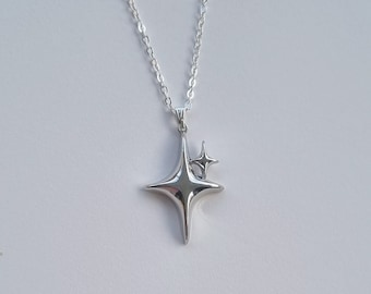 Silver Star Necklace, Handmade Sterling Silver Pendant, Jewellery Mothers Day Gifts for Her,Minimal Silver Necklaces, 18/20/22 Inch Necklace