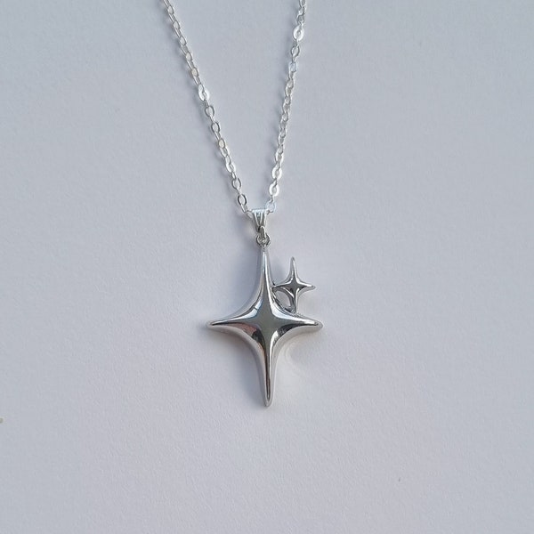 Silver Star Necklace, Handmade Sterling Silver Pendant, Jewellery Mothers Day Gifts for Her,Minimal Silver Necklaces, 18/20/22 Inch Necklace