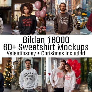 Lot de maquettes de sweat-shirt Gildan 18000 : modèles homme/femme (téléchargement numérique)