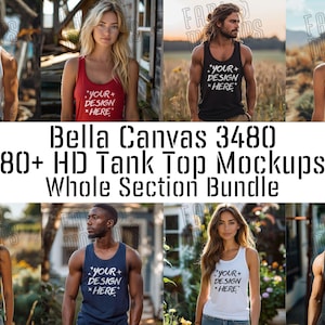 Bella Canvas 3480 Mockup Bundle - Gesamter Abschnitt Bundle - 80+ Tank Top Mockups - BC3480 Größentabelle - 3480 Mockup Bundle - lebenslanger Zugriff