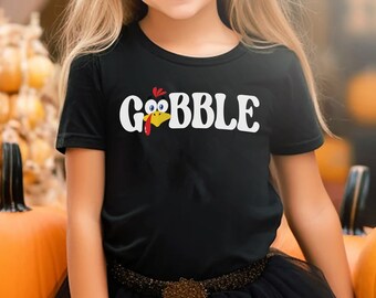 Camiseta infantil de Ação de Graças: Camiseta engraçada de outono com o tema "Gobble" do peru