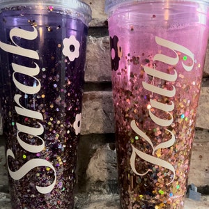 Custom Snow globe Tumbler / Glitter Tumbler / Shiny/ Holographic/ Custom designs/Gifts for her/Gifts for him