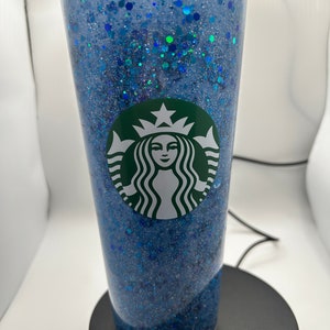 Blue glitter snow globe tumbler / gifts for her/ Glitter