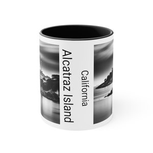 Alcatraz Island Accent Mug, designed by AGT. A wonderful designed mug of the Island of Incarceration, Island of Freedom.