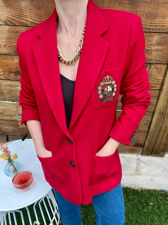 Vtg Ralph Lauren Women’s Crest Blazer Red