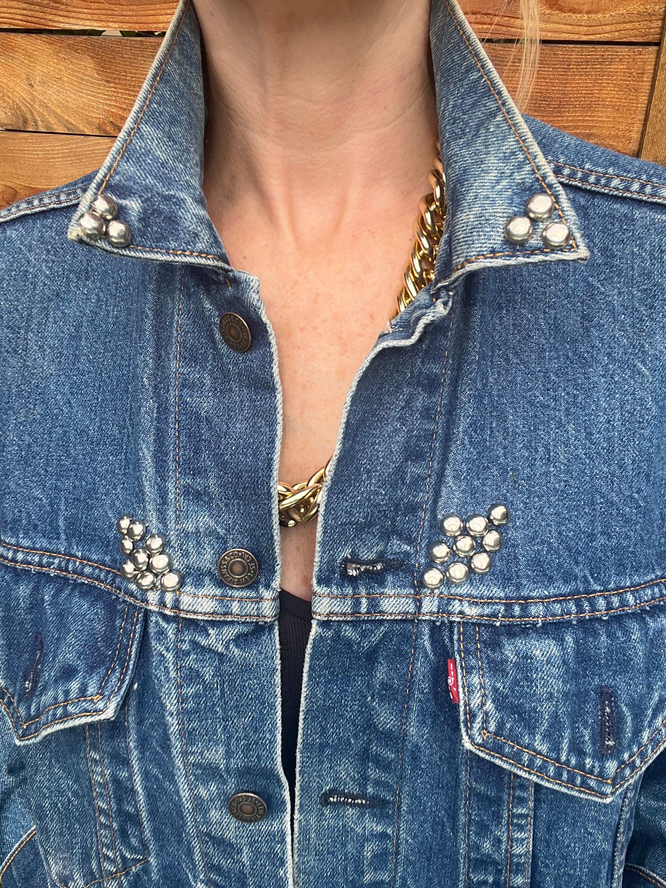 Vtg 80's Type 3 Levi's Denim Jacket With Stud Detail Size M
