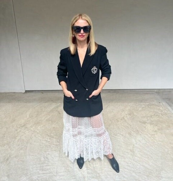 Vtg Ralph Lauren Black Blazer Size 6 Silver Thread and Buttons Etsy