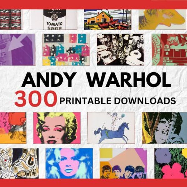 Plus de 300 créations artistiques imprimables | Collection d'œuvres d'art et de peintures d'Andy Warhol | Art célèbre | Décoration intérieure | art vintage | TÉLÉCHARGEMENT NUMÉRIQUE