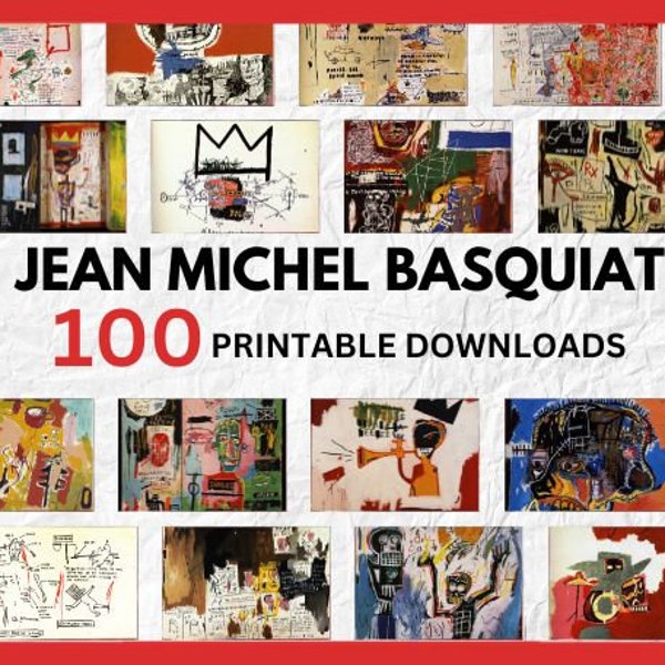 Plus de 100 créations artistiques vintage imprimables | Collection d'œuvres d'art et de peintures de Jean Michael Basqiuat | Art célèbre | Décoration intérieure | TÉLÉCHARGEMENT NUMÉRIQUE