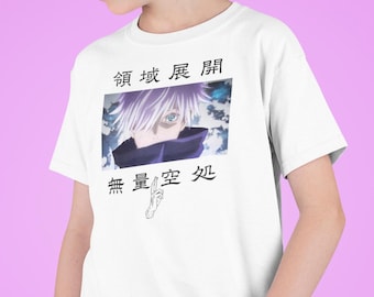 Japanese anime fan tee, kids Youth Short Sleeve Tee, Gojo, Satoru Gojo,
