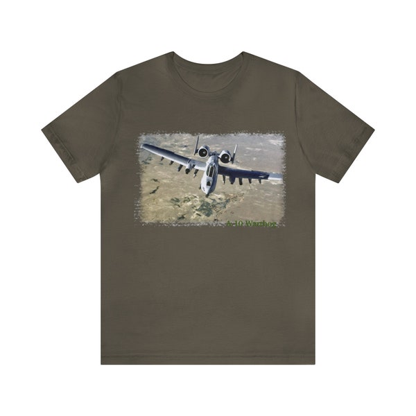 Volwassen unisex jersey T-shirt met korte mouwen, A-10 wrattenzwijn, straaljager, alleen print op de voorkant