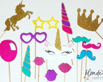 Unicorn party photo props, unicorn party Photo Booth props