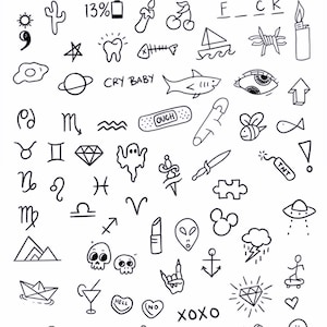 Ready to use tattoo stencils, pre made tattoo stencil sheets, stick and poke tattoo stencils