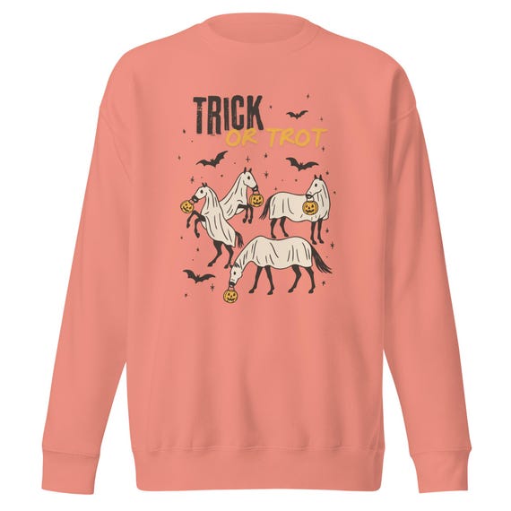 Sweat Halloween équitation 'Trick Or Trot' - Pour Cavaliers Et Amateurs De Chevaux - Cadeau Fun Fête D'halloween